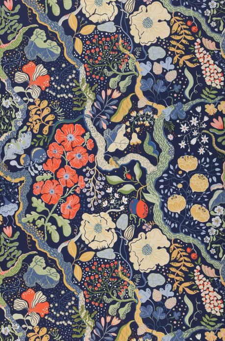 Floral Wallpaper Wallpaper Rosanna dark blue Roll Width