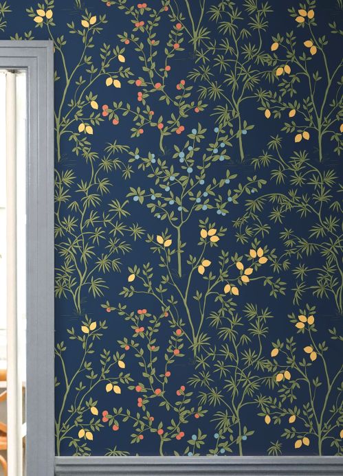 Peel and stick Wallpaper Self-adhesive wallpaper Lemon Grove dark blue Room View