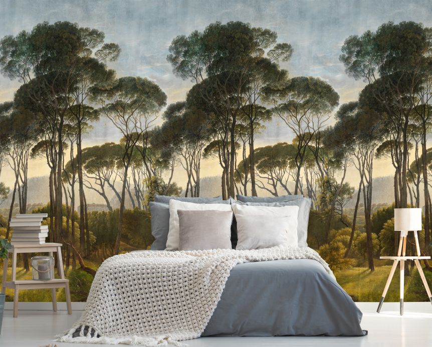 Wallpaper patterns Wall mural Pine Trees shades of green Room View