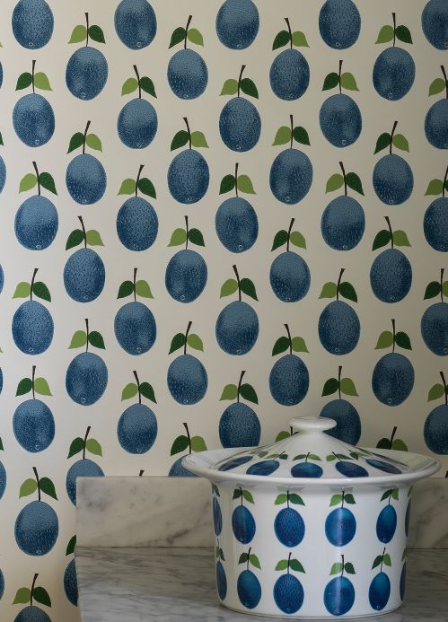 Fruit Wallpaper Wallpaper Henriette brilliant blue Room View