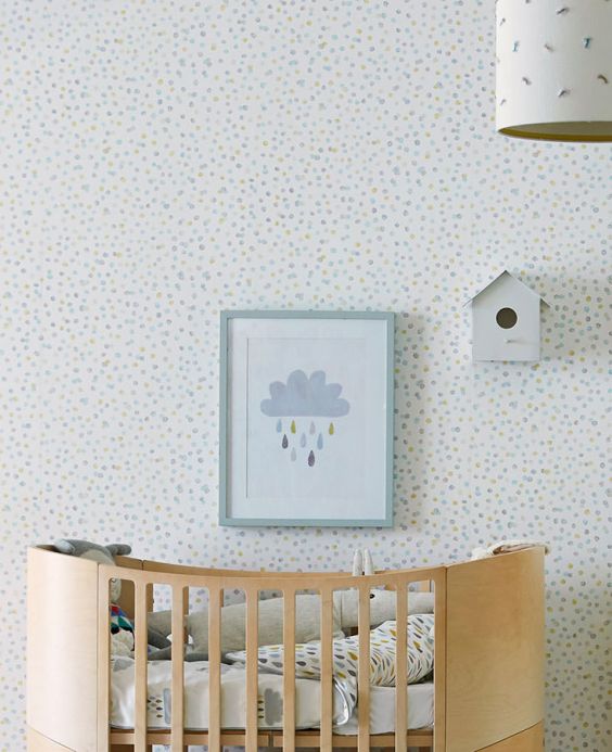 Papel pintado moderno Papel pintado Uncountable Dots turquesa menta Ver habitación