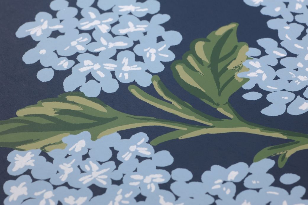 Carta da parati floreale Carta da parati Hydrangea blu scuro Visuale dettaglio