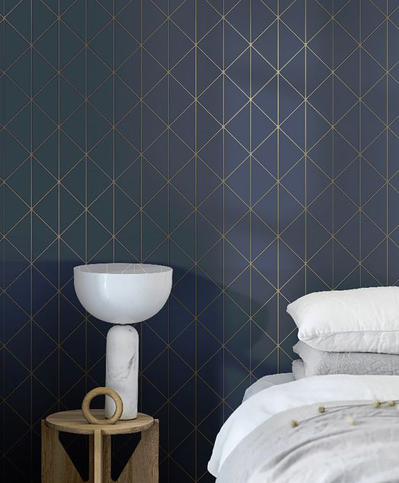 Geometric Wallpaper Wallpaper Biloba dark blue Room View