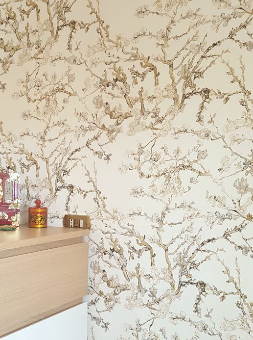 Papel de parede vinílico Papel de parede VanGogh Blossom branco Ver ambiente