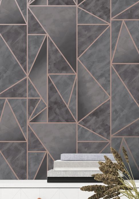 Geometric Wallpaper Wallpaper Fantasque dark grey Room View