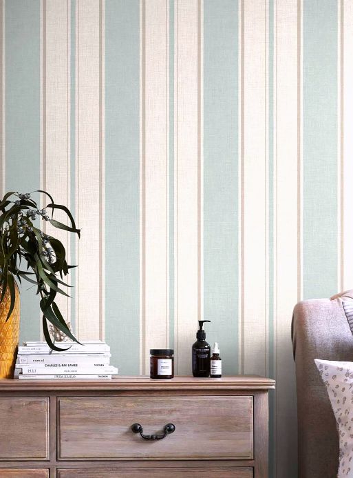 Beige Wallpaper Wallpaper Suro light pastel turquoise Room View