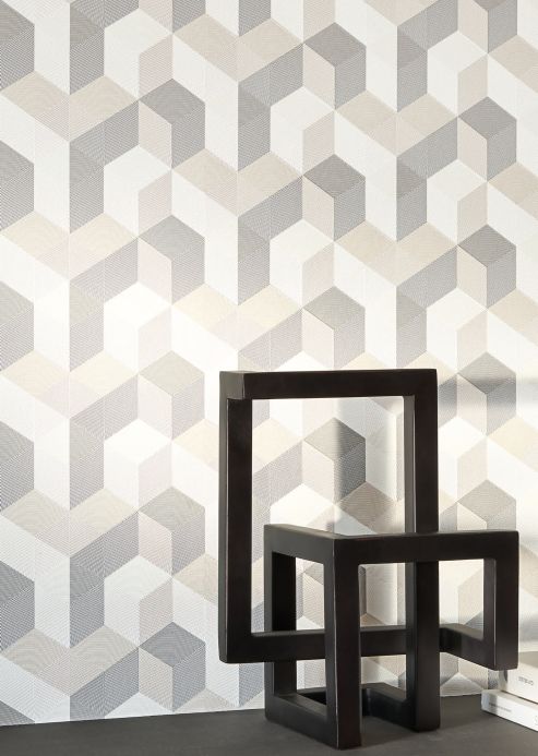 Geometric Wallpaper Wallpaper Arcus grey Room View