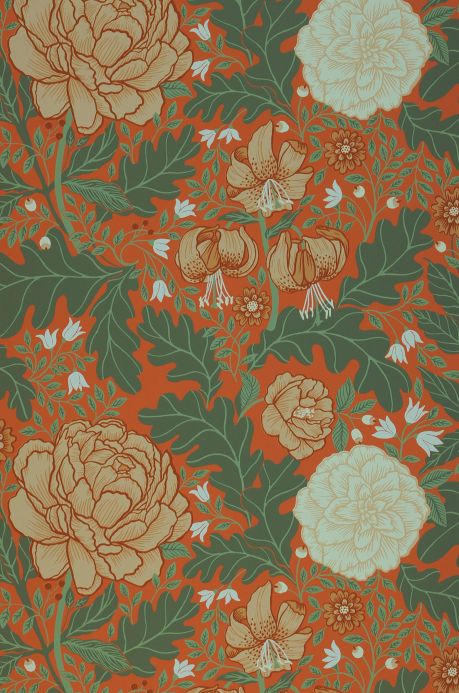 Floral Wallpaper Wallpaper Tribeca red orange Roll Width