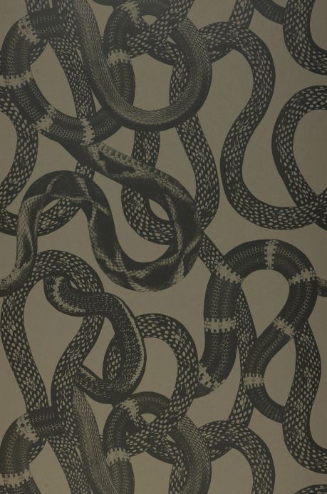 Carta da parati Lisa Bengtsson Carta da parati Snake Peek grigio muschio Larghezza rotolo