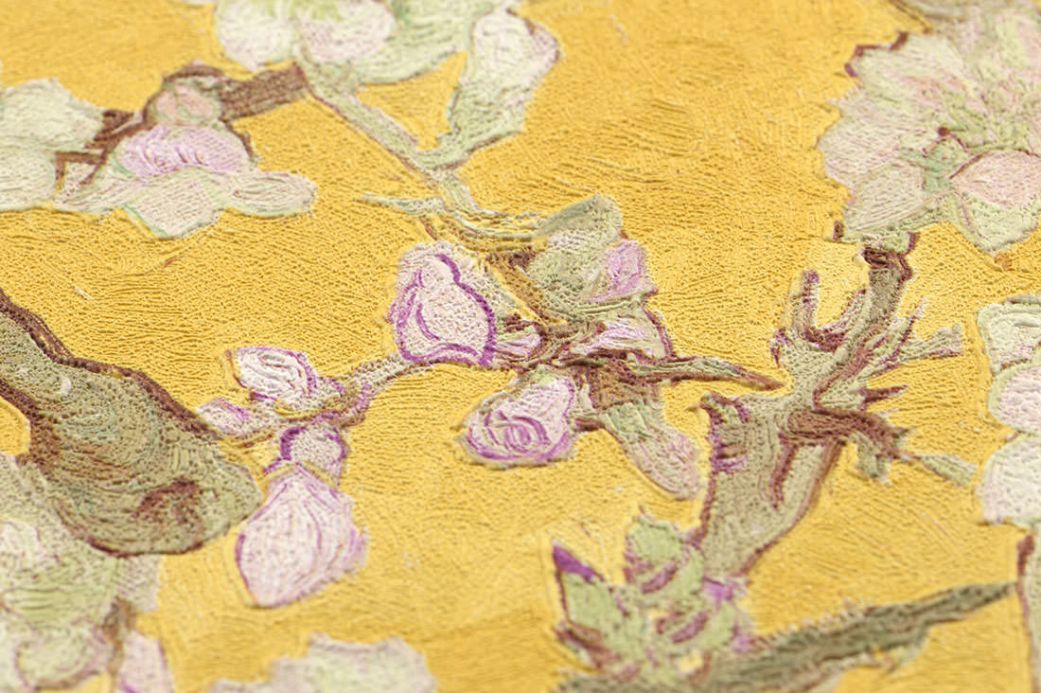 Carta da parati botanica Carta da parati VanGogh Blossom giallo Visuale dettaglio