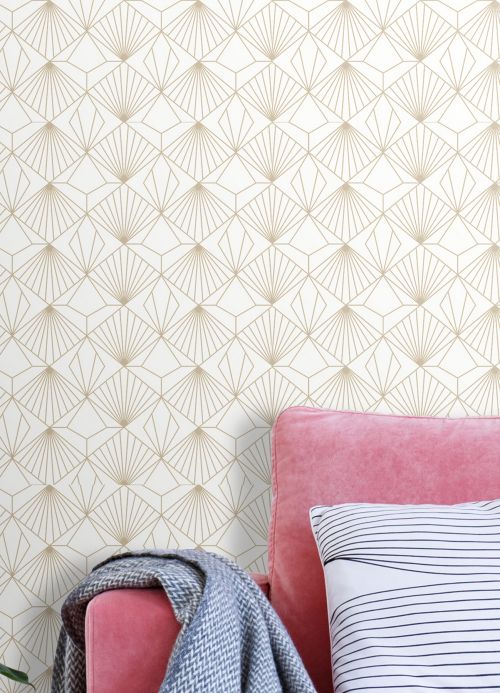 Geometric Wallpaper Wallpaper Opera cream white Room View