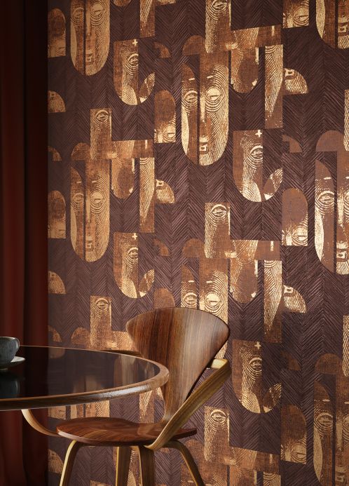 Wood effect Wallpaper Wallpaper Orest nut brown Room View