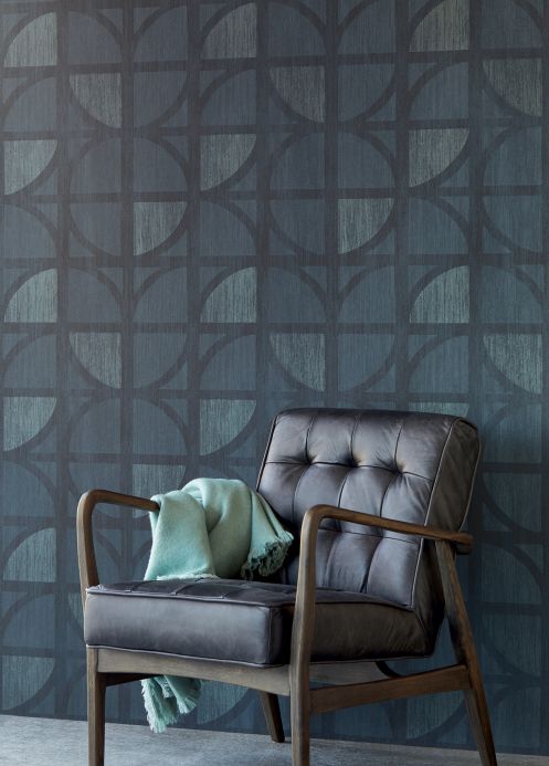 Geometric Wallpaper Wallpaper Salima grey blue Room View