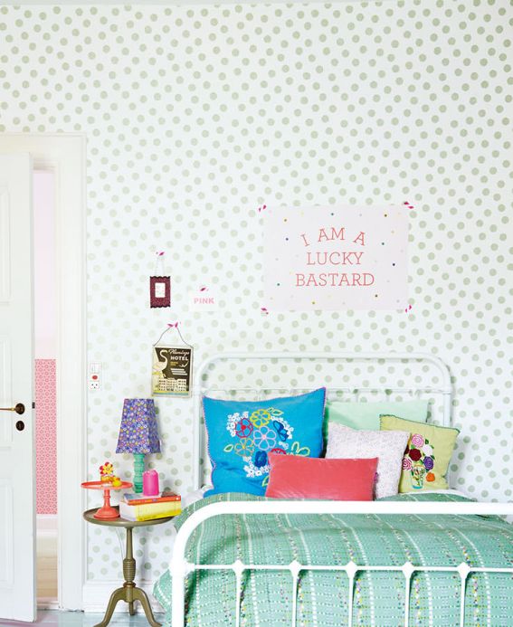 Bedroom Wallpaper Wallpaper Corbetta pastel green glitter Room View