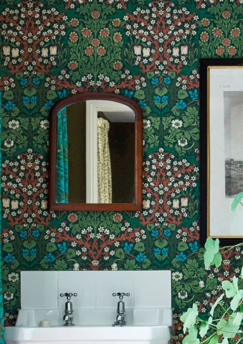 Carta da parati William Morris Carta da parati Sharon verde canna Visuale camera