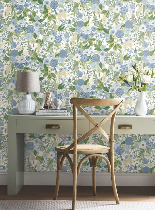 Peel and stick Wallpaper Self-adhesive wallpaper Garden Party blue Room View