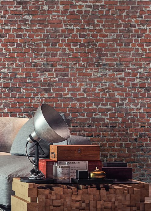 Papel de parede de pedras Fotomural Brick Wall marrom cobre Ver ambiente