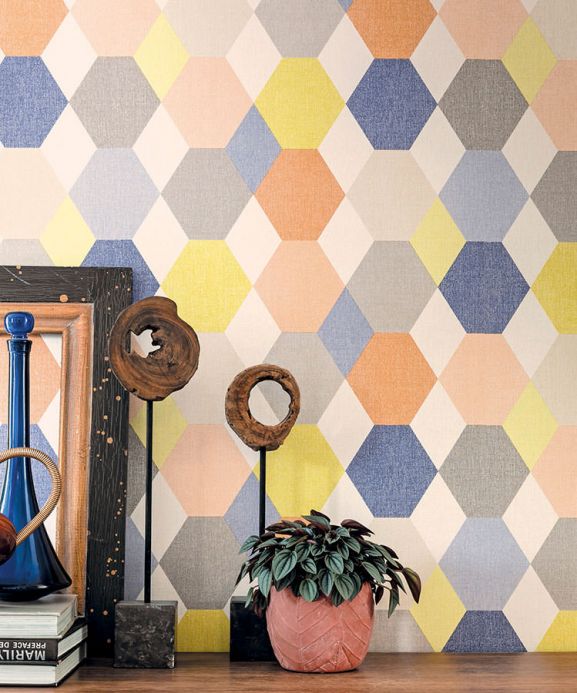 Geometric Wallpaper Wallpaper Tobbe orange Room View