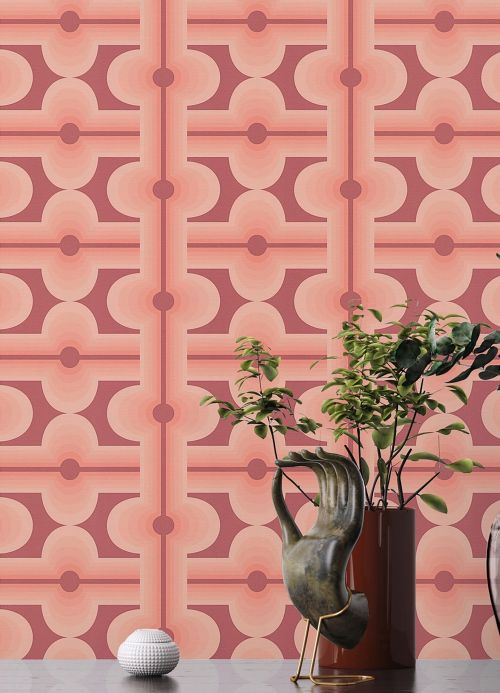 Geometric Wallpaper Wallpaper Deja crimson red Room View