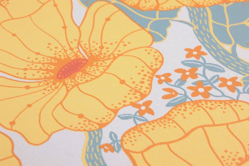 Papel pintado floral Papel pintado Ewa amarillento claro Ver detalle