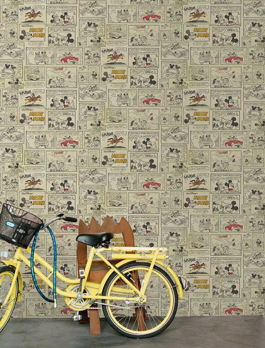 Archiv Wallpaper 1930s Mickey and Minnie anthracite Room View