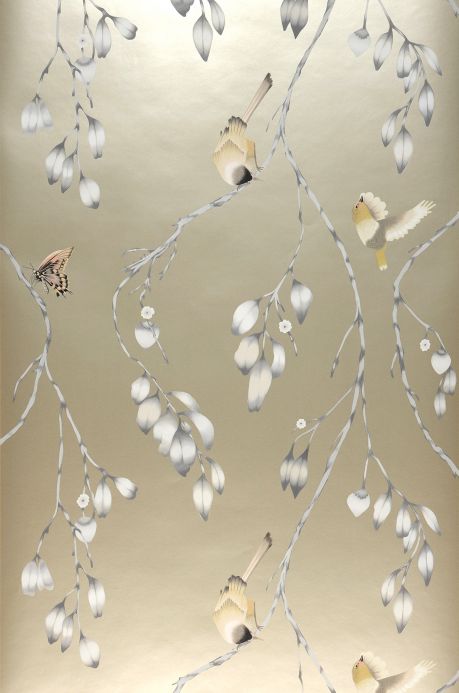 Papel pintado botánico Papel pintado Francine beige perla Ancho rollo