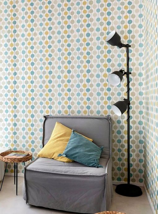 Design Wallpaper Wallpaper Almeda mint turquoise Room View
