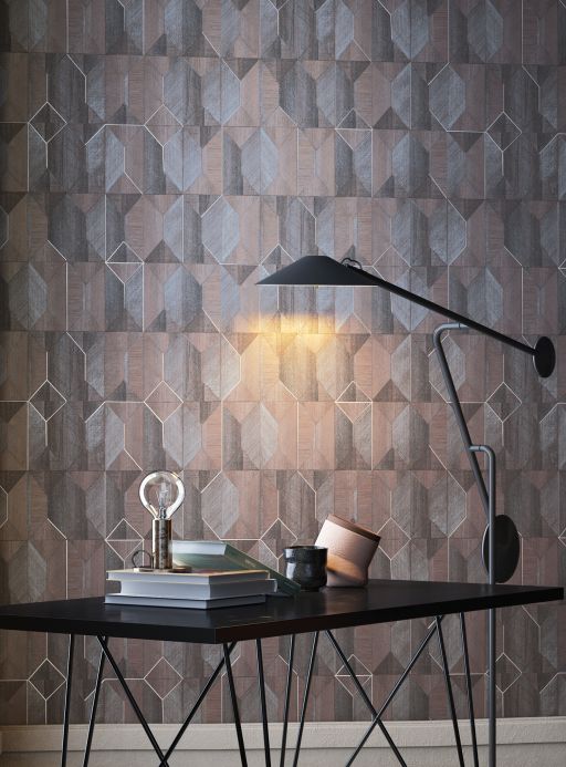 Geometric Wallpaper Wallpaper Moura blue grey Room View