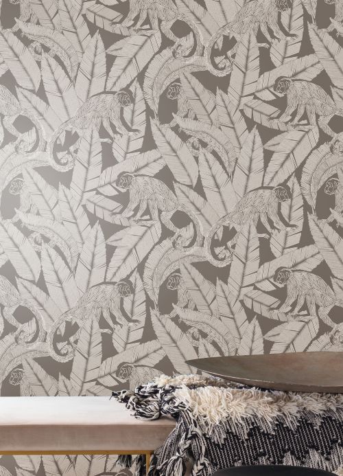 Animal Wallpaper Wallpaper Arlo silver shimmer Room View