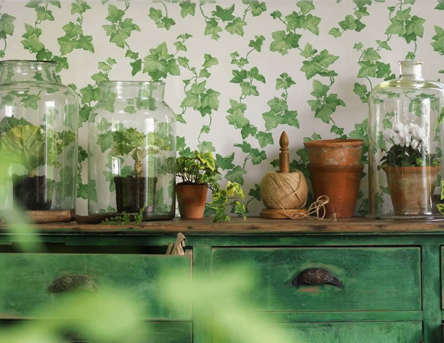 Papel pintado botánico Papel pintado Tabea verde Ver habitación