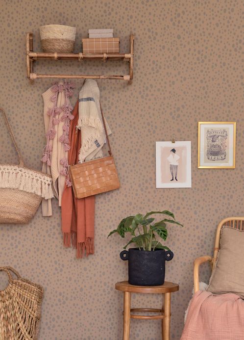 Brown Wallpaper Wallpaper Animal Dots light brown beige Room View