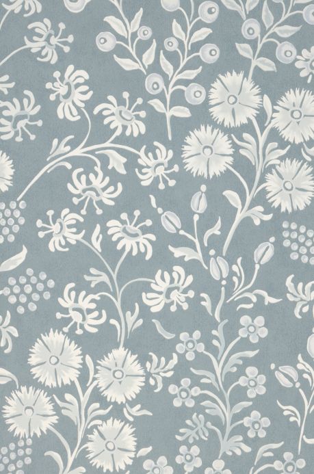 Papel de parede floral Papel de parede Jessica azul esverdeado Detalhe A4