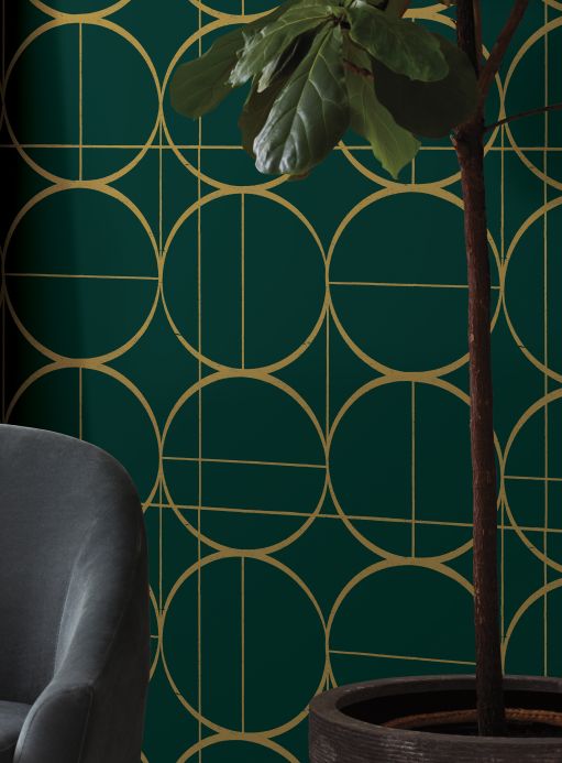 Geometric Wallpaper Wallpaper Delfos blue green Room View