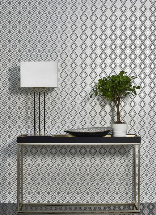 Geometric Wallpaper Wallpaper Iroko grey tones Room View
