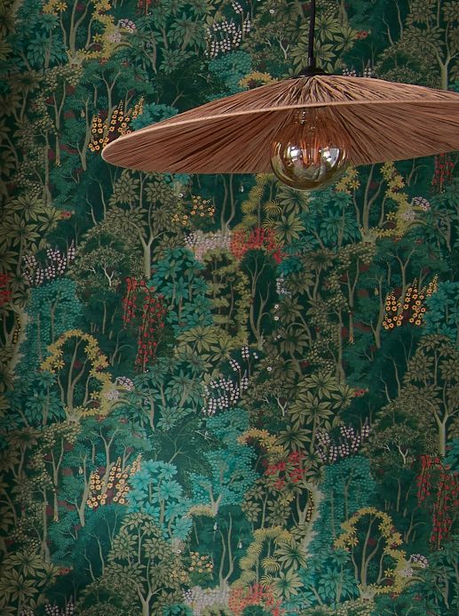 Papel pintado chino Papel pintado Garden of the Gods verde pino Ver habitación