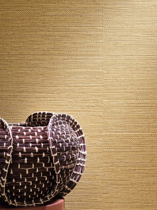 Material Tapete Grasscloth Impression Braunbeige Raumansicht