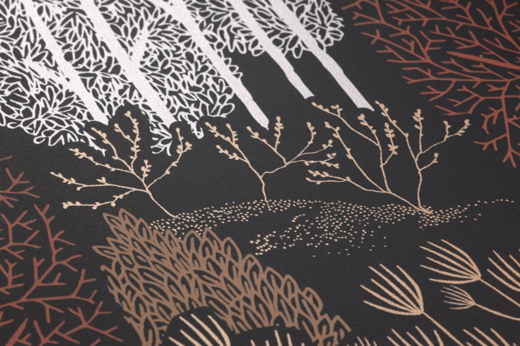 Forest and Tree Wallpaper Wallpaper Escama copper brown Detail View