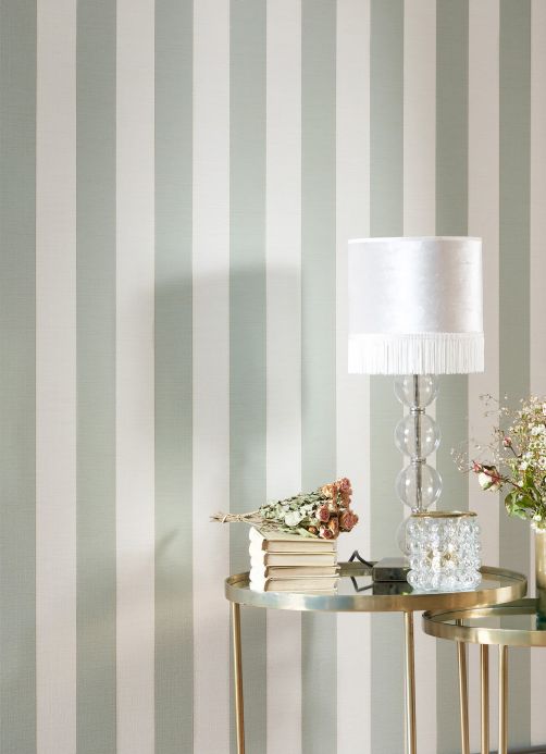Striped Wallpaper Wallpaper Innesto light mint turquoise Room View