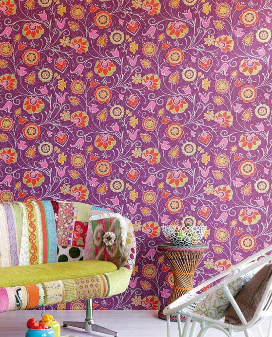 Archiv Wallpaper Flora violet Room View