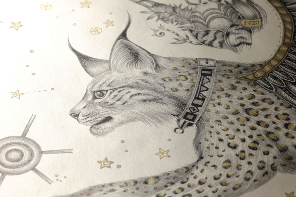 Tiermotiv Tapeten Tapete Lynx Perlbeige Detailansicht
