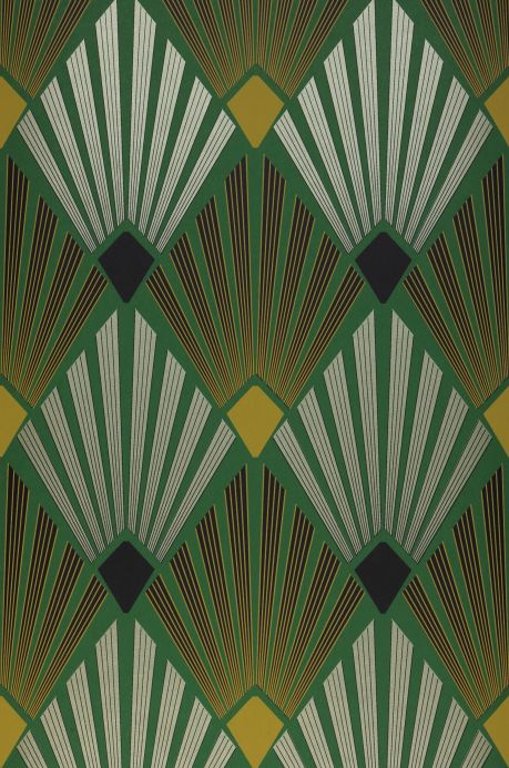 Papel pintado Art Decó Papel pintado Pontinius verde Ancho rollo
