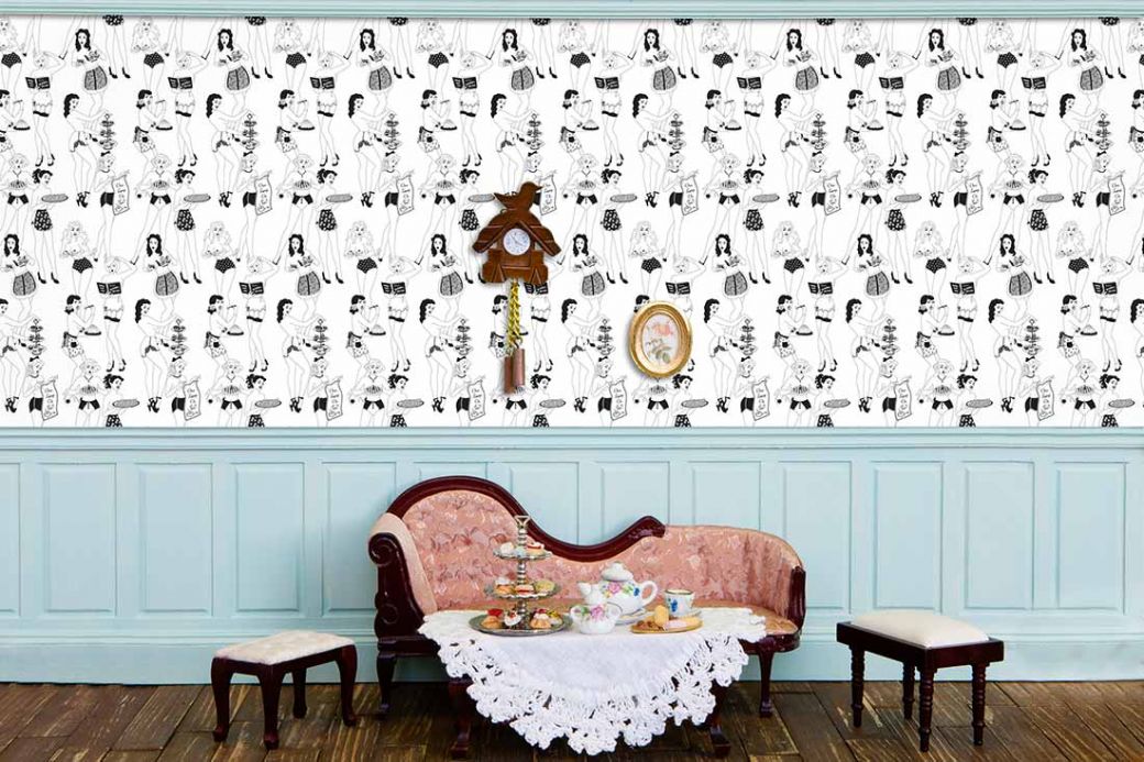 Dupenny Wallpaper Wallpaper Time for Tea black Room View