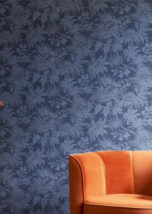 Papel de parede botânico Papel de parede Moa azul pombo Ver ambiente