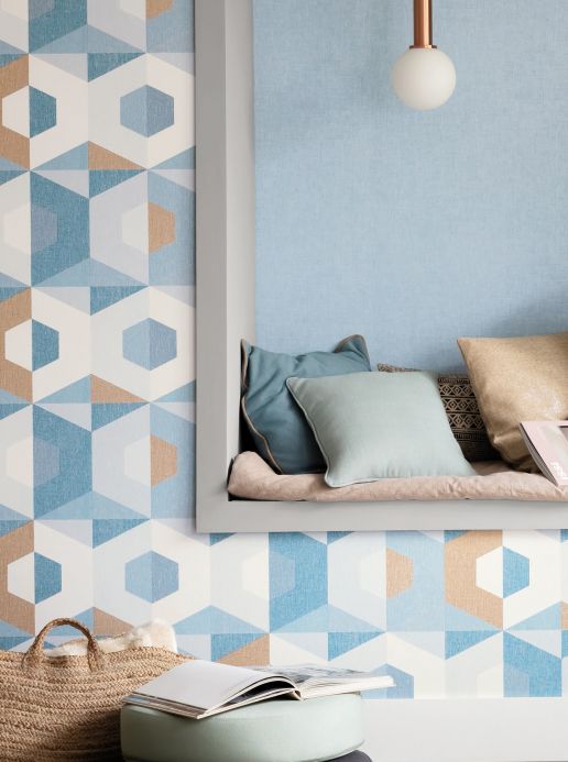 Geometric Wallpaper Wallpaper Fabrice ocean blue Room View