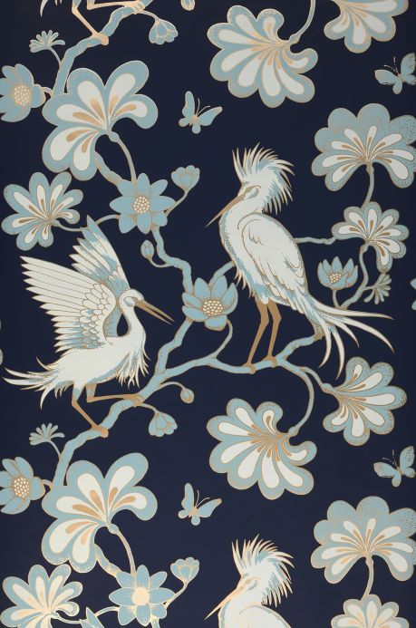 Bird Wallpaper Wallpaper Malacca sapphire blue Roll Width