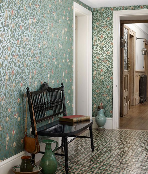 Botanical Wallpaper Wallpaper Jakobine pastel turquoise pearl lustre Room View