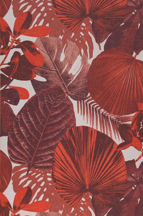 Papier peint botanique Papier peint Venaria rouge corail Largeur de lé
