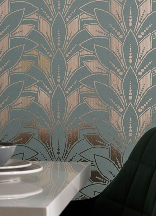 Metallic Wallpaper Wallpaper Fadila mint turquoise Room View