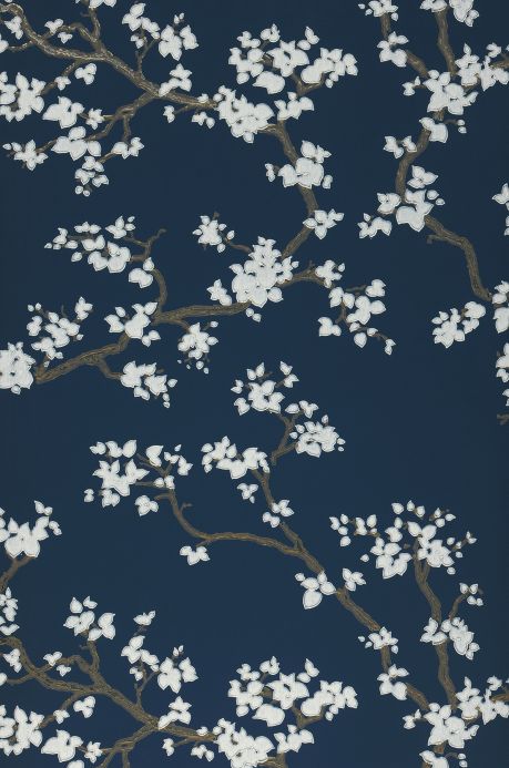 Papel de parede moderno Papel de parede Sakura azul esverdeado Largura do rolo