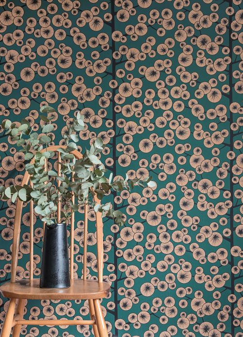 Funky Wallpaper Wallpaper Cotton Tree blue green Room View